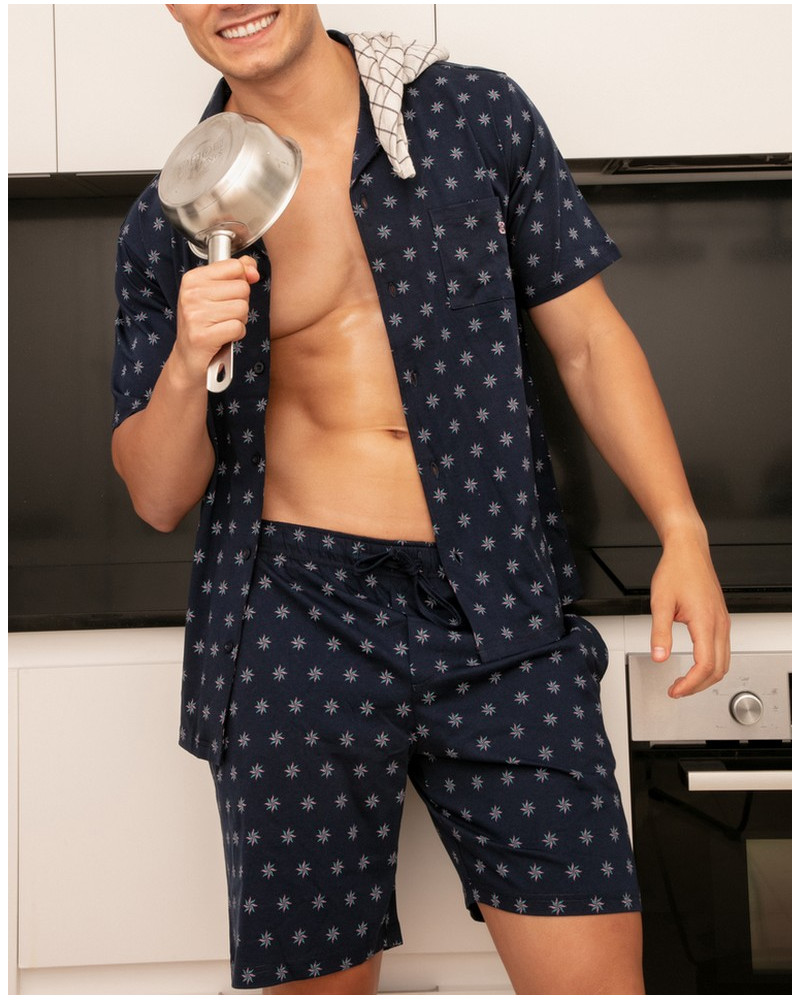 Pijamas cortos 100% algodón Indio (Imprimé Marine)
