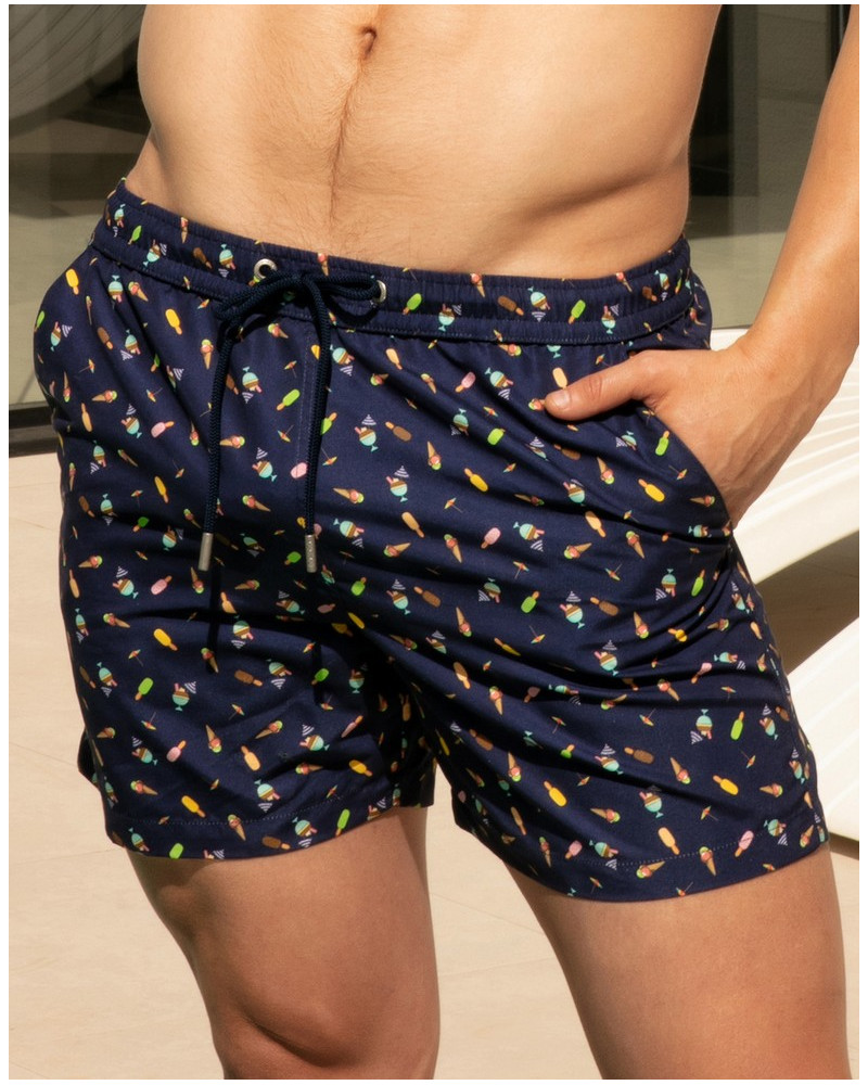 Short de baño HOM Summer (Navy imprimé)