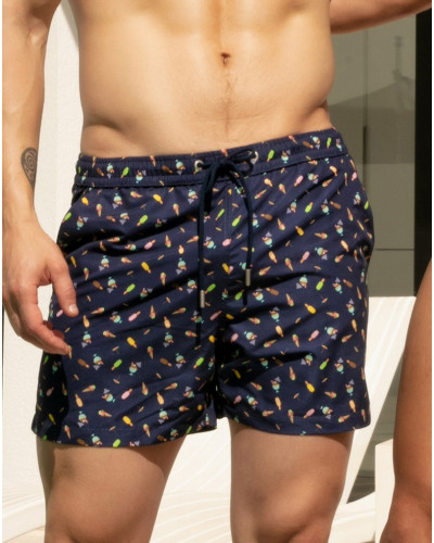 Short de bain HOM Summer (Navy imprimé)