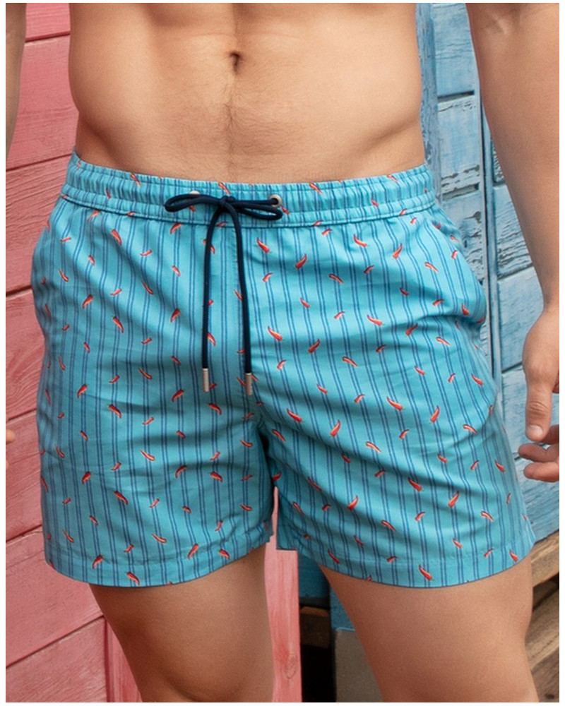 Short de baño HOM Espelette (Turquoise imprimé)