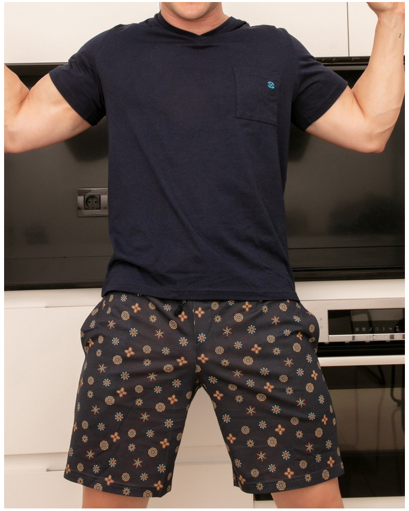 Pijamas cortos HOM Mandala (Imprimé Marine)