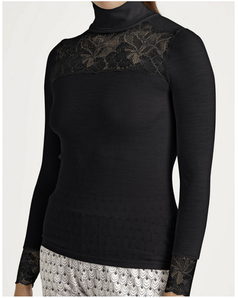 Pull col roulé Calida Laine & Soie Glam (Noir)