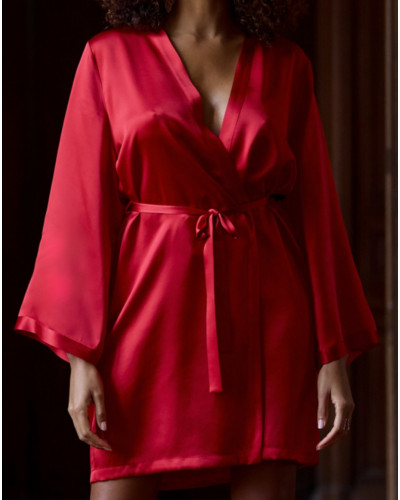 Déshabillé 100% soie Tracy Marjolaine (Rouge)