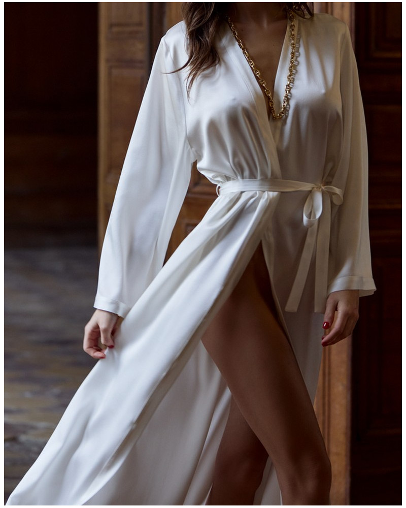 Long robe 100% silk Tracy Marjolaine (Naturel)