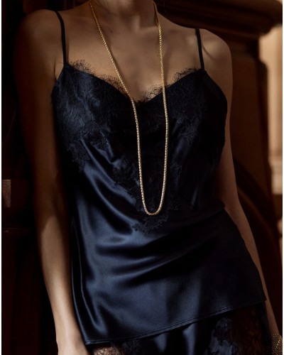 Camiseta de seda 100% Baccarat Marjolaine (Negro)