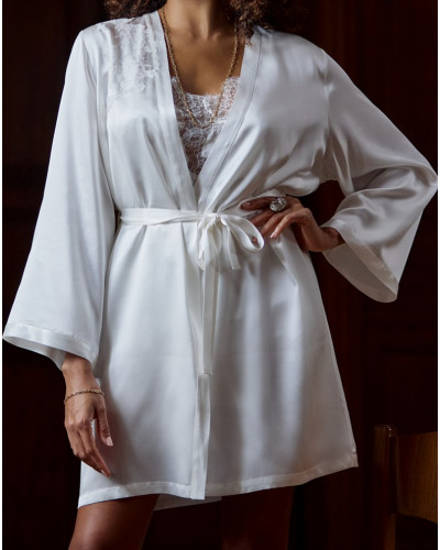 Short 100% silk negligee Baccarat Marjolaine (Naturel)