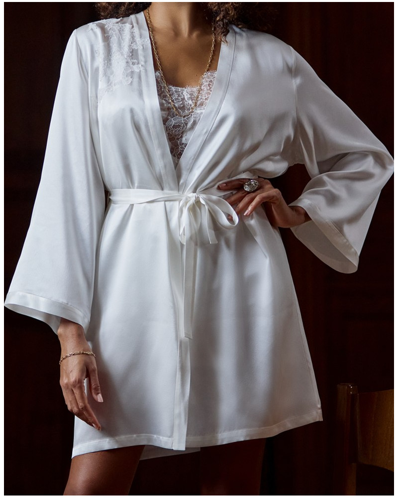 Short 100% silk negligee Baccarat Marjolaine (Naturel)