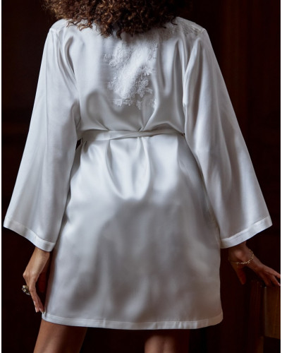 Déshabillé court 100% soie Baccarat Marjolaine (Naturel)