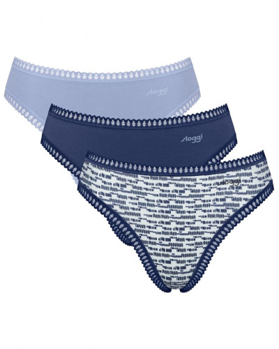 Slip échancré coton Sloggi GO Crush (Lot de 3) (Marine/Bleu Gris/Imprimé Marine)