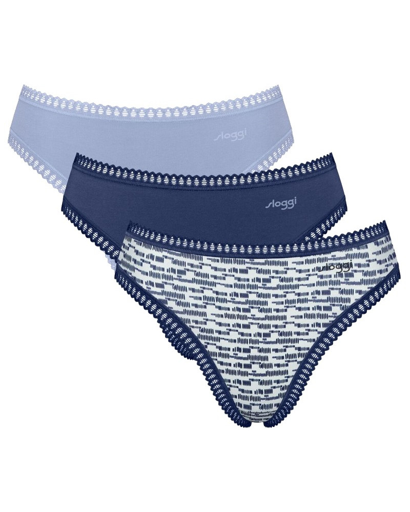 High-cut briefs cotton Sloggi GO Crush (Set of 3) (Marine/Bleu Gris/Imprimé Marine)