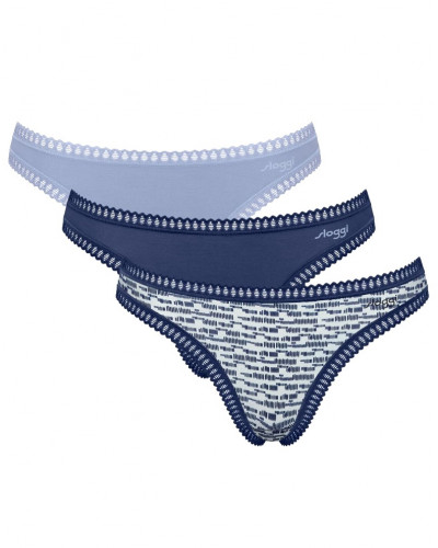 Tanga algodón Sloggi Go Crush (Lote de 3) (Marine/Bleu Gris/Imprimé Marine)