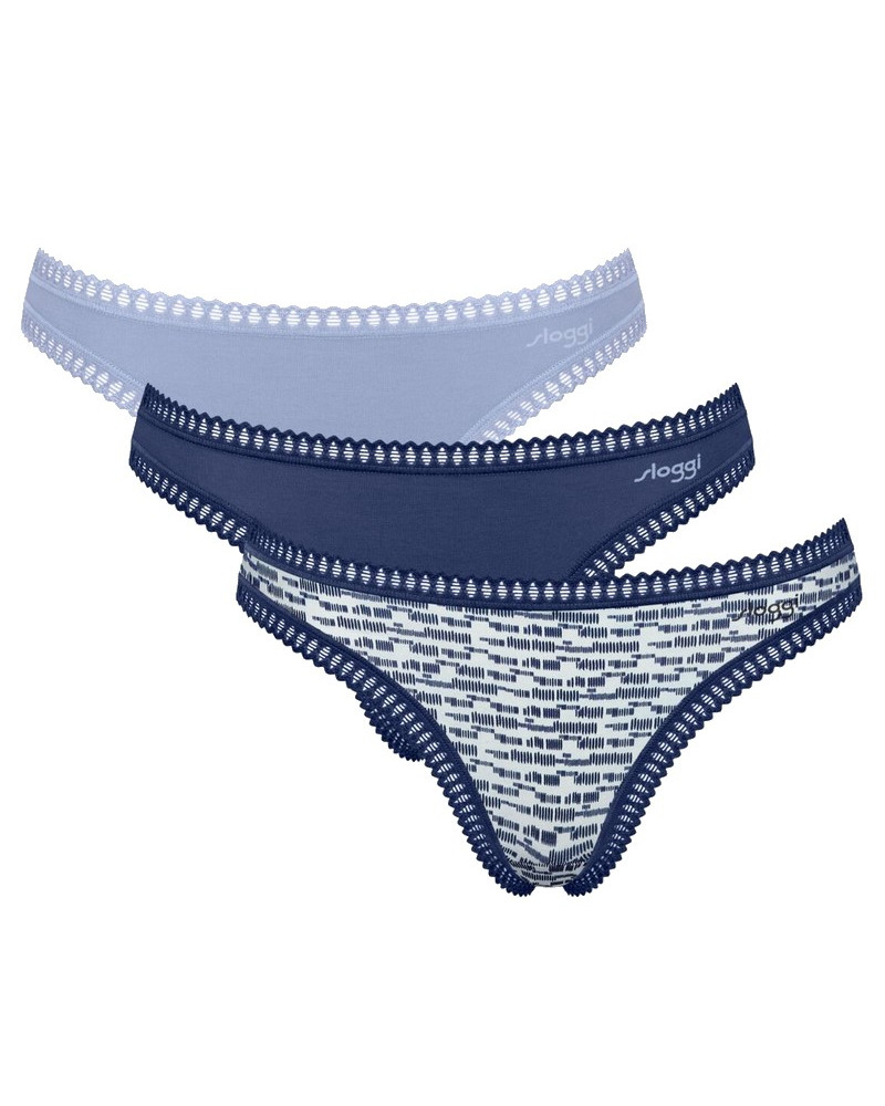 Tanga algodón Sloggi Go Crush (Lote de 3) (Marine/Bleu Gris/Imprimé Marine)
