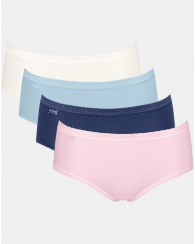 Slips Basic + midi (lot de 4) Sloggi (Marine/ciel/blanc/rose)