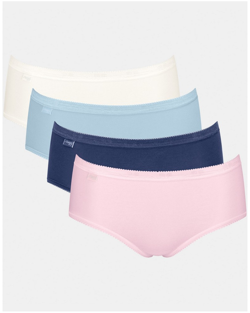Slips Basic + midi (lot de 4) Sloggi (Marine/ciel/blanc/rose)
