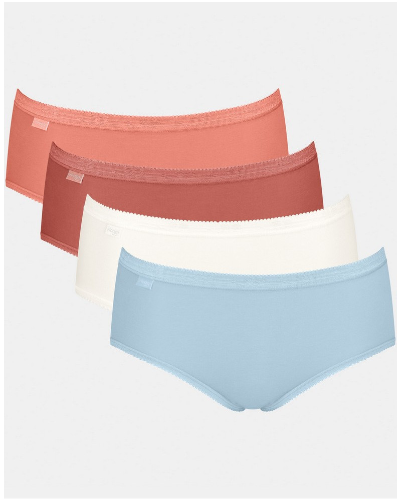 Slips Basic + midi (lot de 4) Sloggi (Brique/corail/blanc/ciel)