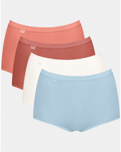 Bragas maxi Basic + (Paquete de 4) Sloggi (Brique/corail/blanc/ciel)