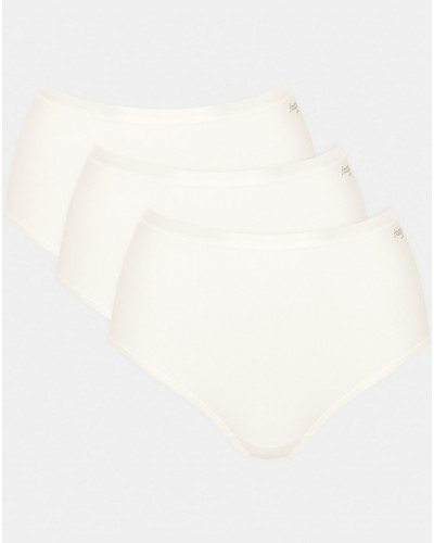 Lot de 3 slips taille haute (coton bio) Sloggi Go Daily Cotton (Silk White)