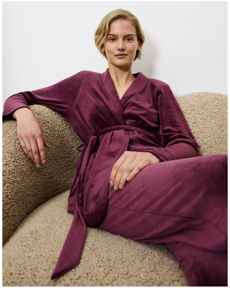 Short velvet bathrobe Triumph Nuit (Deep Burgundy)