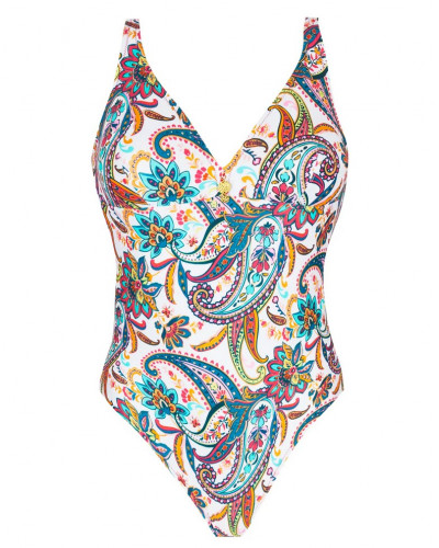 Wireless support one-piece swimsuit swimmer Antigel La Bayadère (Blanc Flashy)