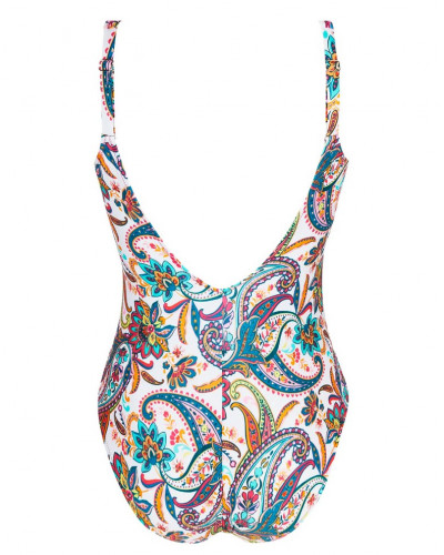 Wireless support one-piece swimsuit swimmer Antigel La Bayadère (Blanc Flashy)