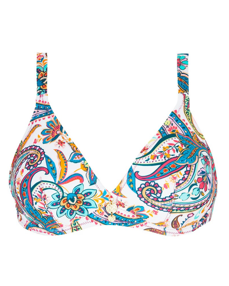 Underwired triangle deep-cup bath bra Antigel La Bayadère (Blanc Flashy)