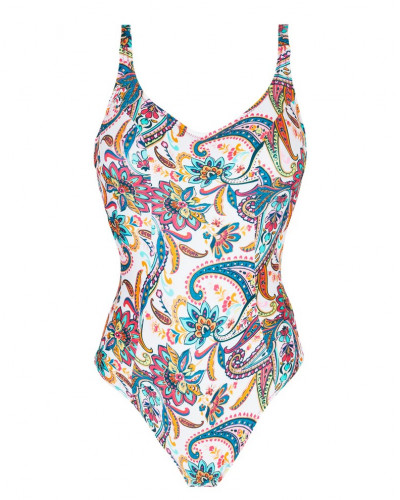 Maillot de bain une pièce nageur maintien avec armature Antigel La Bayadère (Blanc Flashy)