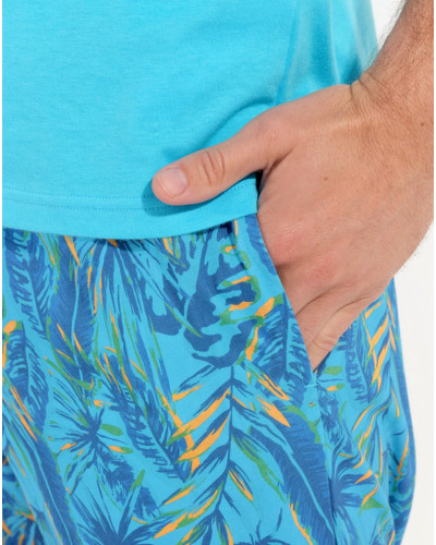 Pijamas cortos 100% algodón HOM Valley (Imprimé Turquoise)