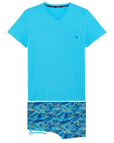 Short pajamas 100% cotton HOM Valley (Imprimé Turquoise)