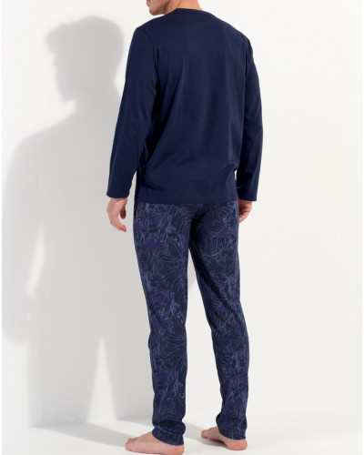 Long pajamas 100% cotton HOM Kenny (Imprimé Marine)
