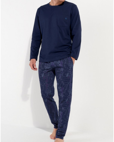 Long pajamas 100% cotton HOM Kenny (Imprimé Marine)