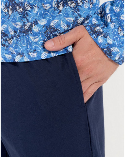 Pyjama long 100% coton Vibe (Imprimé Bleu)