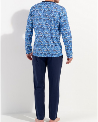Pyjama long 100% coton Vibe (Imprimé Bleu)