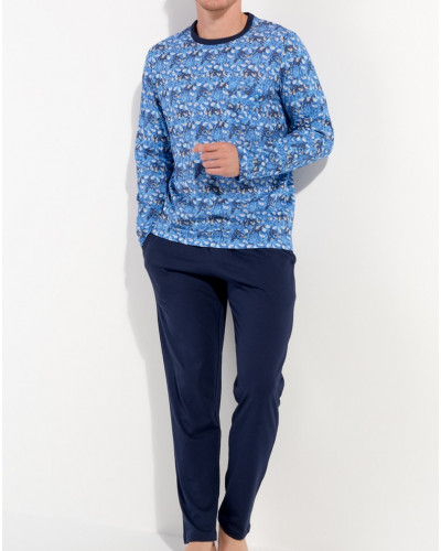 Pyjama long 100% coton Vibe (Imprimé Bleu)
