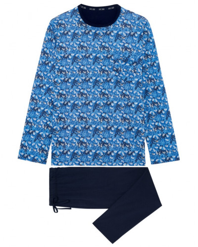 Pyjama long 100% coton Vibe (Imprimé Bleu)