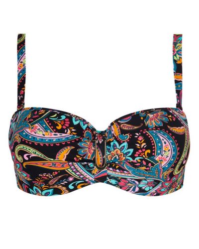 Sujetador de baño sin tirantes preformado copa profunda Antigel La Bayadère (Noir Flashy)