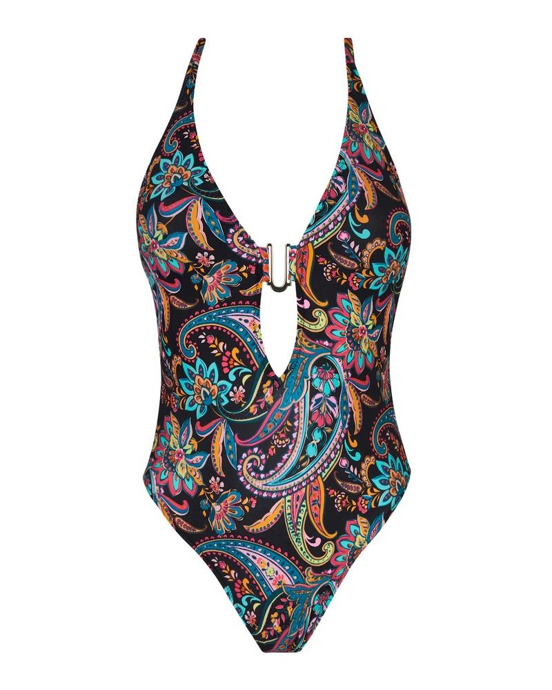 One-piece swimsuit swimmer Antigel La Bayadère (Noir Flashy)