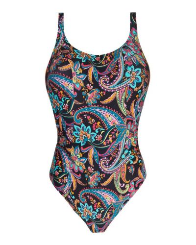 Underwired support one-piece swimsuit swimmer Antigel La Bayadère (Noir Flashy)
