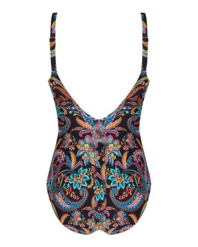 Underwired support one-piece swimsuit swimmer Antigel La Bayadère (Noir Flashy)