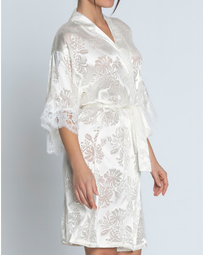 Kimono en soie dévorée Lise Charmel Bellissime Amour (Ecru Nacre)