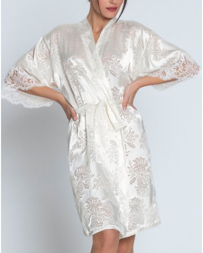 Kimono en soie dévorée Lise Charmel Bellissime Amour (Ecru Nacre)
