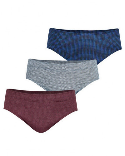 Lot de 3 slips 100% Coton Eminence (Bordeaux/Ciel/Marine)