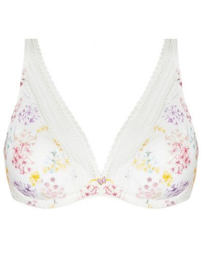 Underwired plunge half foam bra Antigel Souffle Fleuri (Souffle Pastel)