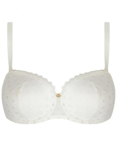 Soutien-gorge bandeau bretelles amovibles Antigel Je t'aime à la folie (Ecru Nacre)