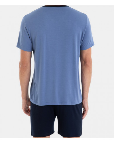Short pajamas V-neck Massana (Bleu)