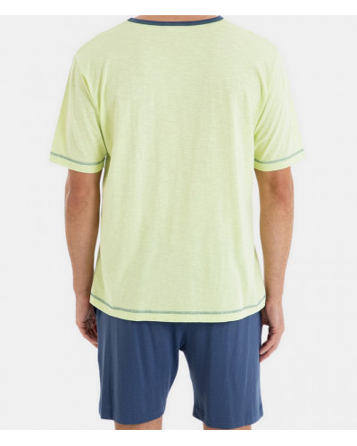 Shortlseeved pajamas 100% cotton Massana (Vert Clair/Bleu)