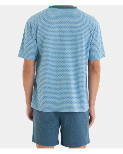 Pyjama court boutonné Massana (Vert & Gris)