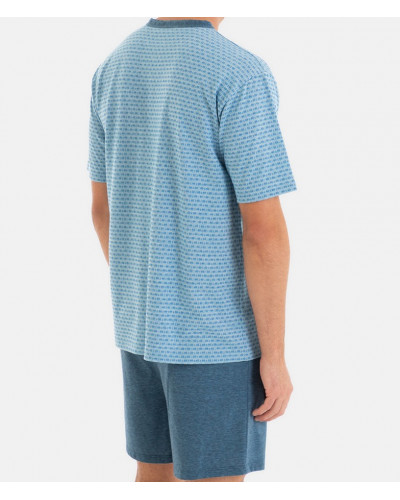 Short buttoned up pajamas Massana (Vert & Gris)