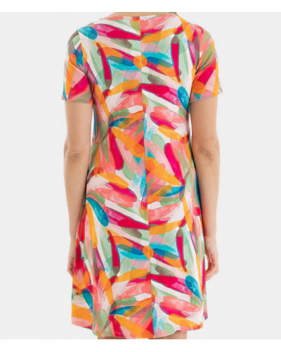 Robe de plage manches courtes Massana (Imprimé Rose)