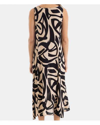 Robe de plage mi-longue Massana (Imprimé Noir)