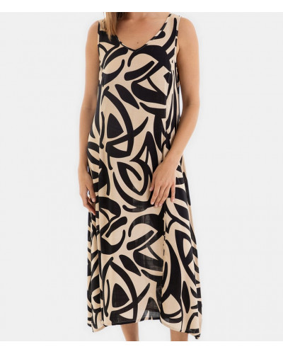 Midi beach dress Massana (Imprimé Noir)